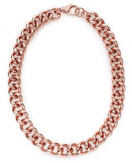 Bronzarte 18k Rose Gold over Bronze Necklace, Curb Chain Necklace