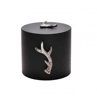 Qt Black Italia Leatherette Ice Bucket with Antlers Handle by Mr Ice