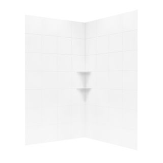 Swanstone Bright White Solid Surface Shower Wall Surround Corner Wall Panel (Common: 48 in x 48 in; Actual: 96 in x 48 in x 48 in)