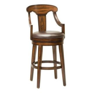 Hillsdale Furniture Upton 26.5 in. Counter Stool with a Brown Vinyl Seat in Rustic Oak 4499 826