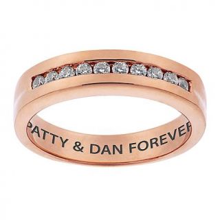 Rose Gold Plated Sterling Silver Engraveable CZ Wedding Ring   7812963