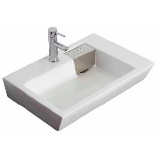 American Imaginations 26 in. W x 18 in. D Wall Mount Rectangle Vessel Sink In White Color For Single Hole Faucet AI 12 705