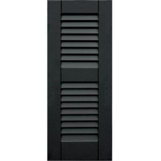 Winworks Wood Composite 12 in. x 30 in. Louvered Shutters Pair #632 Black 41230632