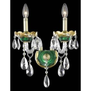 2 Light Wall Sconce in Green (Swarovski Strass/Elements Crystals)