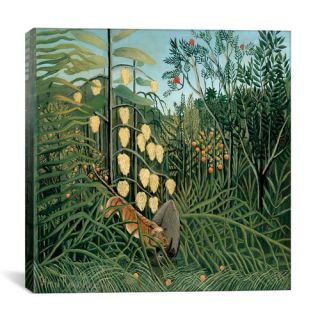 In a Tropical Forest Struggle between Tiger and Bull Canvas Wall Art