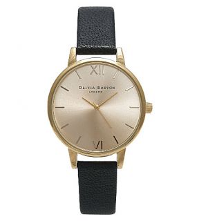 OLIVIA BURTON   OB14MD20 midi dial gold plated and leather watch
