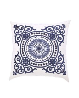 Blue Circular Medallion Pillow