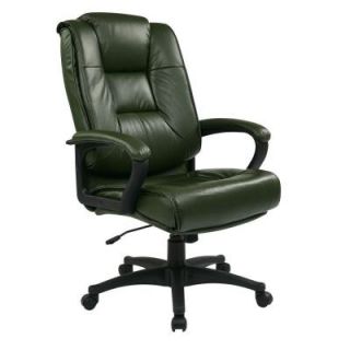 Office Star Work Smart Glove Soft Leather Executive Office Chair in Green EX5162 G16