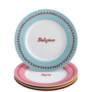 Cake Boss Serveware 4 Piece Porcelain Dessert Plate Set in Icing and Quotes Print 58675