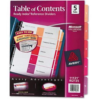 Avery Ready Index Contemporary Table of Contents Divider 11131, 1 5, Multi, Letter