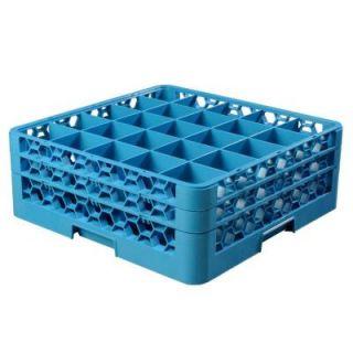 Carlisle 19.75x19.75 in. 25 Compartment 2 Extenders Glass Rack (for Glass 3.25 in. Diameter, 6.34 in. H) in Blue (Case of 3) RG25 214