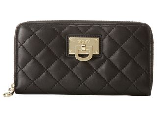 Dkny Slgs Gasevoort Quilted Nappa Large Zip Around Wallet Black