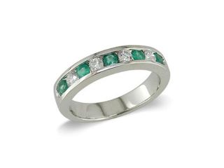 14K Gold Emerald and Diamond Ring Size 8.5