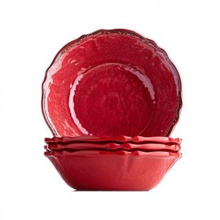 Le Cadeaux Antiqua Set of 4 Melamine Cereal Bowls   Red   1826442