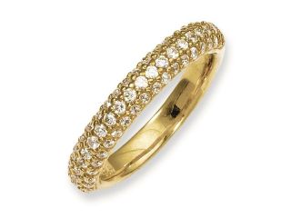 Sterling Silver Pave Yellow plated 61 Stone CZ Ring