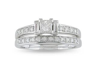 14k White Gold 1/2ct TDW Diamond Bridal Ring Set (H I, I2 I3)
