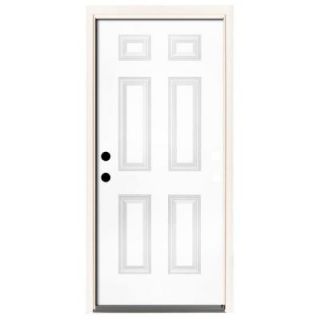 Steves & Sons 32 in. x 80 in. Premium 6 Panel Primed White Steel Prehung Front Door with 32 in. Right Hand Inswing and 6 in. Wall ST60 PR 28 6IRH