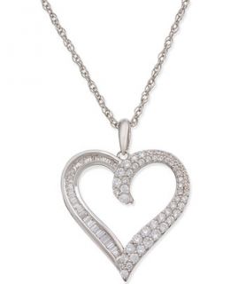 Diamond Heart Pendant Necklace (1/2 ct. t.w.) in 14k White Gold