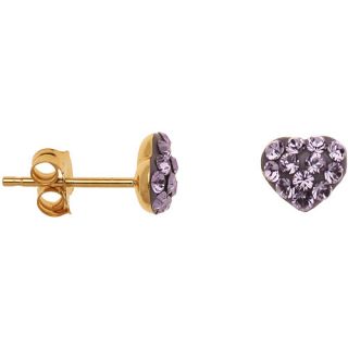 Luminesse 18kt Gold over Sterling Silver Violet Heart Earrings Set made with Swarovski Elements