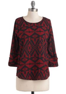 Zoom Bisou Top in Abstract Geometry  Mod Retro Vintage Short Sleeve Shirts