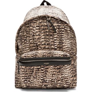 Saint Laurent Khaki & Black Python Print Backpack