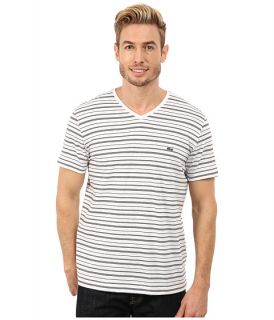 Lacoste Short Sleeve Fine Stripe V Neck Tee Shirt
