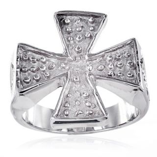 West Coast Jewelry Mens Stainless Steel Textured Iron Cross Ring