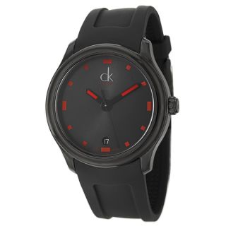 Calvin Klein Mens Visible Black/ Red Swiss Quartz Watch  