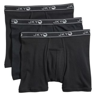 Mens Mid Rise Cotton Boxer Brief Black   3 Pack   JKY® by Jockey