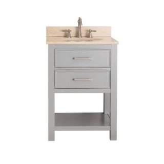 Avanity Brooks 25 in. W x 22 in. D x 35 in. H Vanity in Chilled Gray with Marble Vanity Top in Galala Beige and White Basin BROOKS VS24 CG B