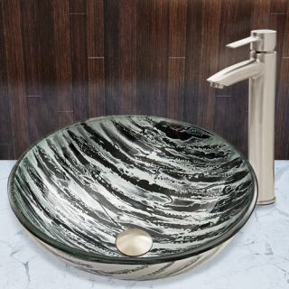 Rising Moon Glass Vessel Bathroom Sink and Shadow Faucet Set