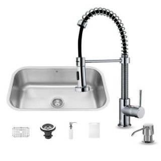 Vigo All in One Undermount Stainless Steel 30 in. 0 Hole Single Bowl Kitchen Sink and Faucet Set in Chrome VG15056
