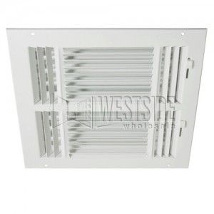Hart & Cooley 683 10x10 W HVAC Register, 10" W x 10" H, Three Way Steel for Sidewall/Ceiling   White (043868)
