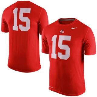 Nike #15 Ohio State Buckeyes Scarlet Legend Dominant Number Performance T Shirt