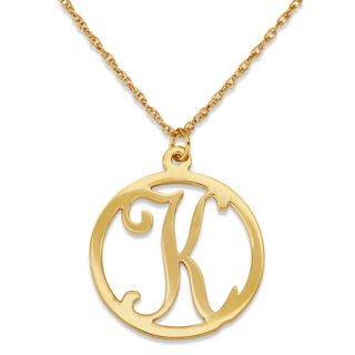Gold Over Sterling Single Initial Circle Necklace