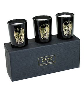 D.L. & CO   Set of three Delft skull votive candles