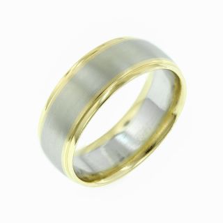 14k White Gold and Yellow Gold Mens Wedding Band   Shopping