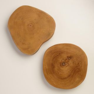 Footed Wood Serving Platters, Set of 2