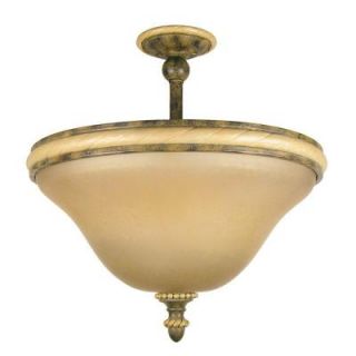 Yosemite Home Decor Ahwahnee Collection 2 Light Grecian Stone Semi Flush Mount Light with Honey Parchment Glass Shade 6353 2GS