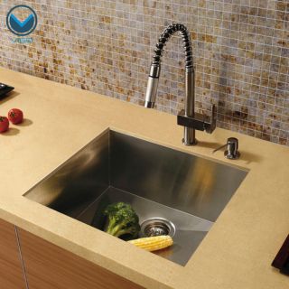 Vigo 23 x 20 Undermount Single Bowl Kitchen Sink with Faucet and Soap