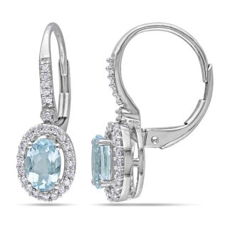 Miadora 10k White Gold Aquamarine and 1/5ct TDW Diamond Earrings (G H
