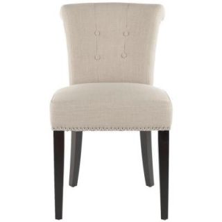 Safavieh Britannia Birchwood Linen and Polyester Side Chair in True Taupe (Set of 2) MCR4704A SET2