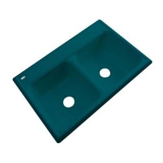 Thermocast Seabrook Drop In Acrylic 33 in. Double Bowl Kitchen Sink in Teal 49041