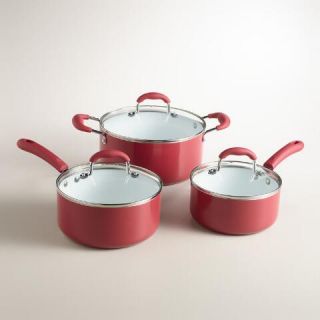 Red Nonstick Ceramic Cookware Set, 6 Piece