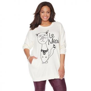 Melissa McCarthy Seven7 Le Meow Pullover Sweater   7831598