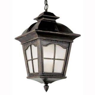 Bel Air Lighting Energy Saving 1 Light Outdoor Antique Rust Hanging Lantern with Frosted Glass PL 5421 AR