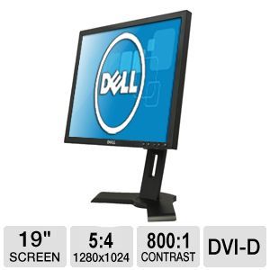 Dell P190ST 19 LCD Monitor   1280 x 1024, 5:4, VGA, DVI D, 5 ms, 0.294 mm   RB LCD0010027   OFF LEASE