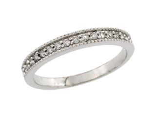 10k White Gold Ladies' 3mm Diamond Wedding Ring Band w/ 0.168 Carat Brilliant Cut Diamonds