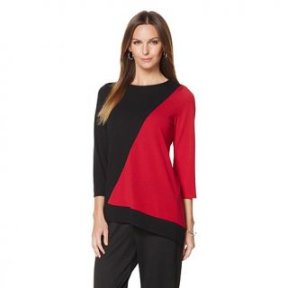 Slinky® Brand Colorblock Sweater with Curved Front Hem   7973115