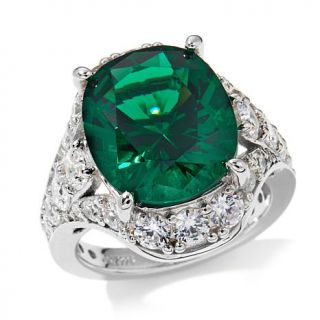 Jean Dousset 10.1ct Absolute™ and Simulated Emerald Sterling Silver Ring   7817894